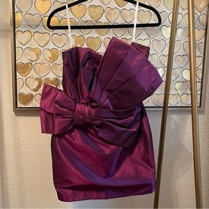 Marchesa magenta bow mini dress 6